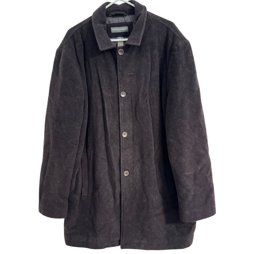 Banana Republic Men's Size XL Wool Cashmere Blend Over Coat Mid Length Button